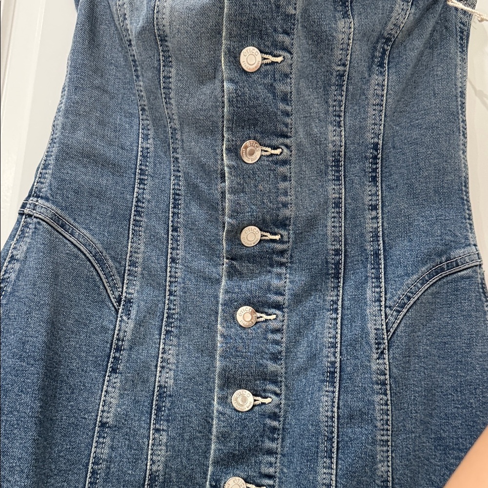 Etica Strapless Pascale Corset Denim Dress with Button Detail - Picture 5 of 7